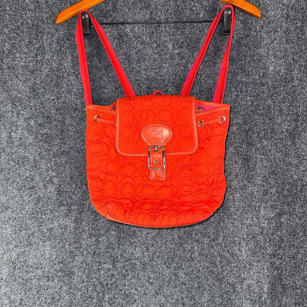 Coach 2004 Limited Edition Jack Russell Quilted Backpack Orange Pink Y2K